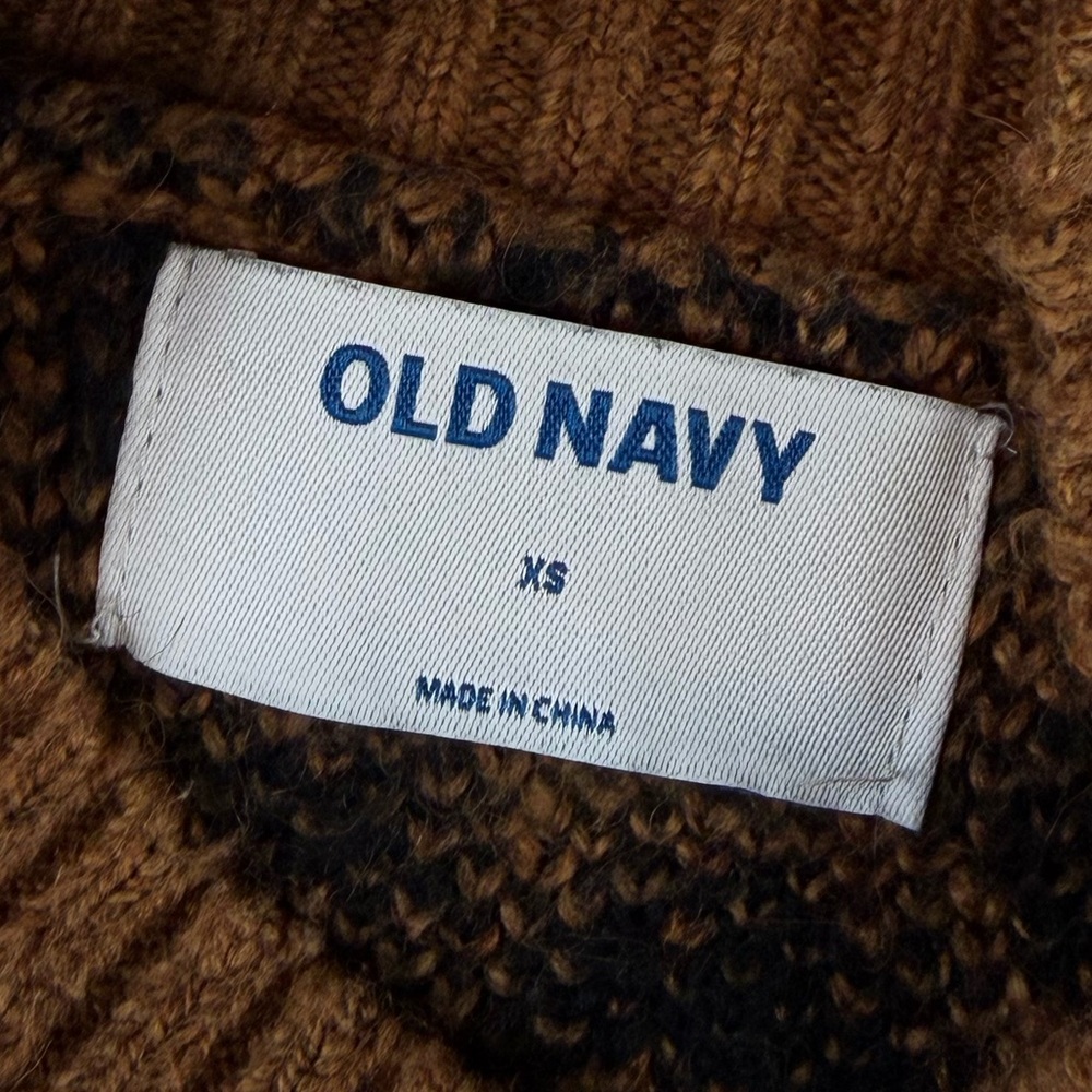OLD NAVY • Brown Leopard Print Mock-Neck Long Sleeve Knit Sweater, XS - Picture 12 of 14
